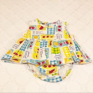 Vintage Romper Dress Summer Fruit Ruffle 12-24M